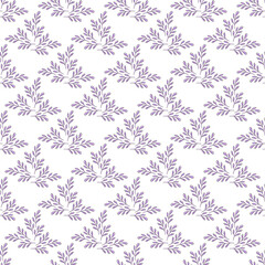 Fototapeta na wymiar Seamless pattern with lilac leaves on a white background. Can be used for napkins, wrapping paper, fabric, tablecloth, curtains, as a background, for packaging.