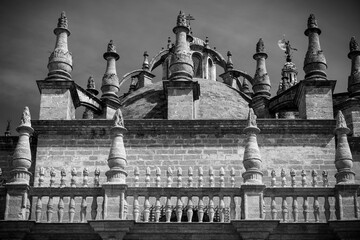  the cathedral in seville
detail of the cathedral in seville,  spain. black and white