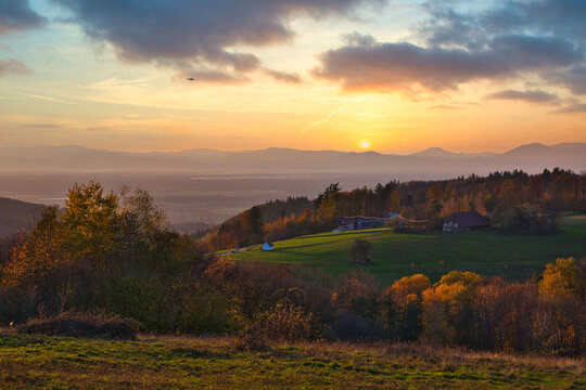 Blick vom Langenhard oberhalb von Lahr in die Rheinebene und Vogesen