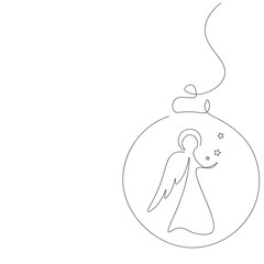 Christmas ball with decoration elements angels and stars. Vector illustration