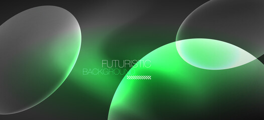 Neon ellipses abstract backgrounds. Shiny bright round shapes glowing in the dark. Vector futuristic illustrations for covers, banners, flyers and posters and other