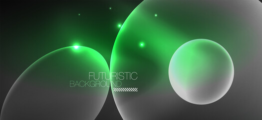Neon ellipses abstract backgrounds. Shiny bright round shapes glowing in the dark. Vector futuristic illustrations for covers, banners, flyers and posters and other