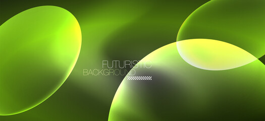 Neon ellipses abstract backgrounds. Shiny bright round shapes glowing in the dark. Vector futuristic illustrations for covers, banners, flyers and posters and other