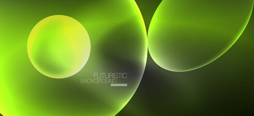 Neon ellipses abstract backgrounds. Shiny bright round shapes glowing in the dark. Vector futuristic illustrations for covers, banners, flyers and posters and other