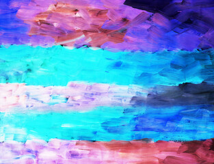 Painting, Modern Art contemporary. red blue pink green gray white gradient, gouache acrylic paint in monotype technique, abstract texture hand drawn background for your design.