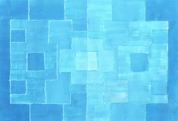 Painting, Modern Art contemporary. blue white gradient, gouache acrylic paint in monotype technique, abstract texture hand drawn background for your design.