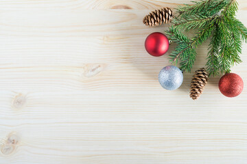 christmas decoration on wooden background