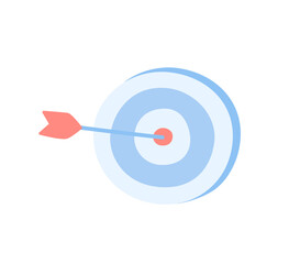 Darts, an arrow hit the target, a flat icon on a white background. Vector hand-drawn illustration.