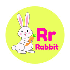 Animal Alphabet R Rabbit Cartoon Illustration Vector.