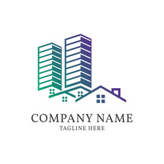 home building icon with modern trendy color circle house logo for real estate, construction, property rent, architecture, villa, city scape