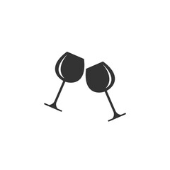 two glasses with red wine icon. mulled wine icon flat.