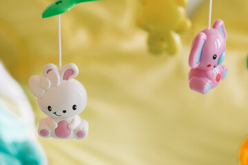 Baby bed bell toy closeup