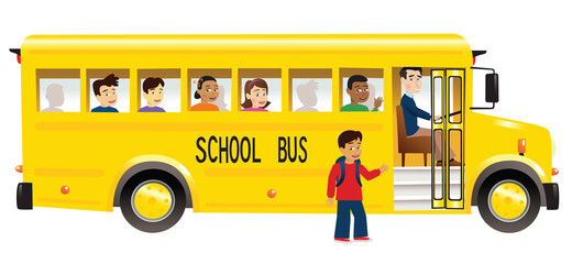 School bus and children