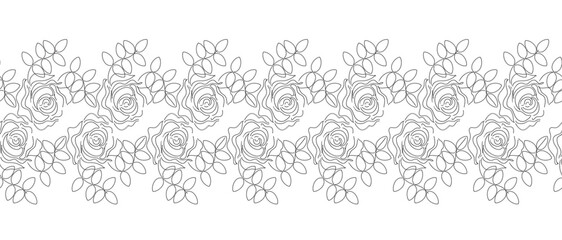Vector ornamental seamless lacy pattern with roses. Set of Seamless Lacy Patterns. Ethnic geometric pattern design of Lace for background or wallpaper. Freehand Vector Drawing.
