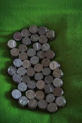 Coins of Malaysia. Financial Planning concept .The coins are arranged in value. Wrapped with clear tape for easy exchange at the shop. © ellinnur