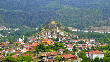 Fototapeta na wymiar View of a small village Tarakli in Sakarya district of Turkey.