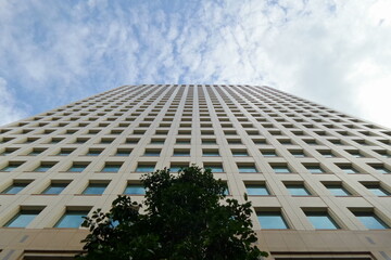 modern office building with clear blue sky