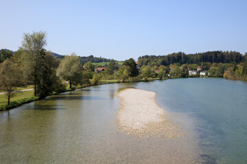 Landschaft an der Isar, Bad Tölz, Bayern, Deutschland, Europa