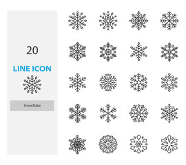 Fototapeta na wymiar set of snowflake thin line icon, winter, snow