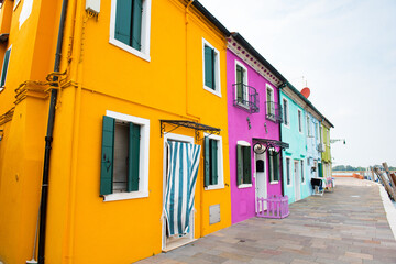 Colorful traditional houses in the Burano. VENICE, ITALY.