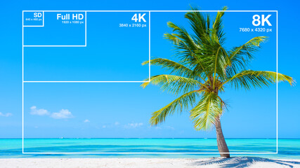 8K, 4K, Full HD and SD video resolutions visual comparison