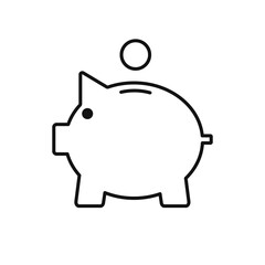 Piggy bank line icon, outline vector sign.