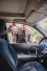 man locked car and forget keys inside