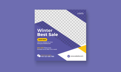 Winter sale social media post & banner template. winter fashion sale social banner,  winter offer banner.