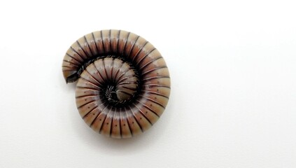Millipede, myriapod, diplopod on white background isolated