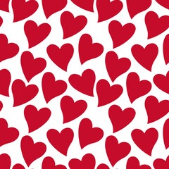 Fototapeta na wymiar vector seamless pattern with red hearts on a white background