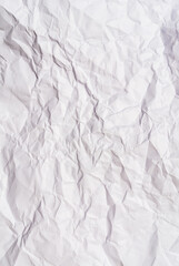white crumpled paper texture background.