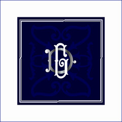 Luxury Logo set with Flourishes Calligraphic Monogram design for Premium brand identity. white and silver Letter on blue background Royal Calligraphic Beautiful Logo. Vintage Drawn Emblem