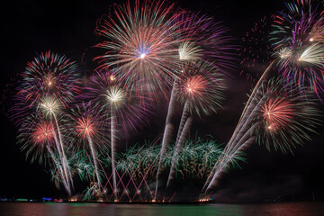 Colorful of fireworks for 4th July national holiday festival,independence day or New Year count down 2021

