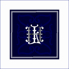 Luxury Logo set with Flourishes Calligraphic Monogram design for Premium brand identity. white and silver Letter on blue background Royal Calligraphic Beautiful Logo. Vintage Drawn Emblem