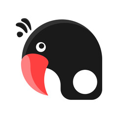 Abstract macaw parrot icon in a flat style on a white isolated background. Vector image