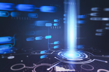 Futuristic digital interface over blue