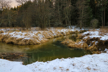 View of a small river in late autumn.