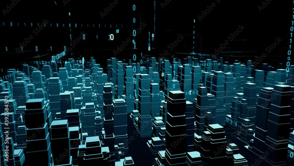 Aufkleber Binary code in cyberspace. Digital transformation concept. 3D rendering.