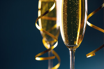 Two glasses of champagne - obrazy, fototapety, plakaty
