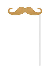Brown male mustache on stick. vector