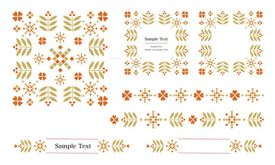 ラベル、飾り罫、タイトルなどに使える装飾用ベクターデータのデザインセット( Illustrator CC2019&JPEG)