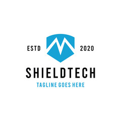 Shield Protection Technology Logo design Vector