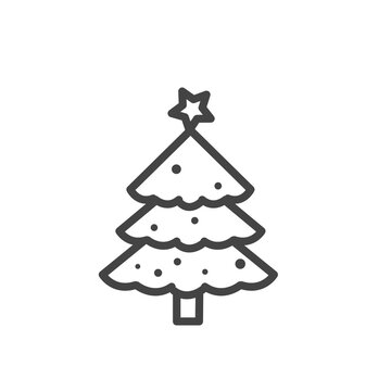 Christmas tree outline icon. Holiday concept isolated on white background
