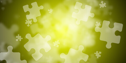 Abstract lemon yellow background with flying puzzle pieces