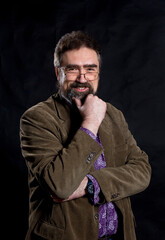 Business trainer dressed in casual emotional studio portrait