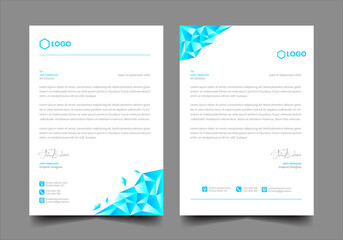 Abstract blue crystal Letterhead Design Modern Business Letterhead Design Template, Business style letter head templates, Stationery design template layout, minimalist style, flyer layout.