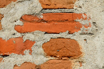 mur z cegły spojony zaprawą murarską
