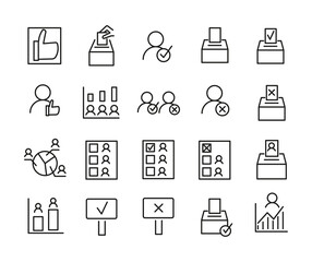 Simple Set Of Voting Outline Icons. Elements For Mobile Concept And Web Apps. Thin Line Vector Icons For Website Design And Development, App Development. Premium Pack.