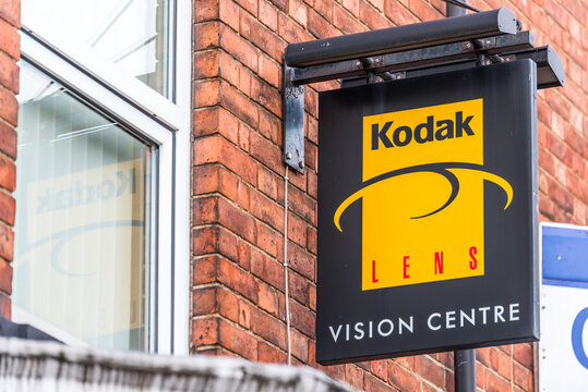 Northampton UK January 06 2018: Kodak Lens Vision Centre Logo Sign Post