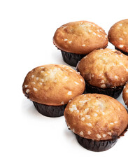 White chocolate muffins isolated on white
